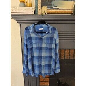 Equipment Femme 100% Silk Blue Signature Button Down Shirt Women’s Size Large